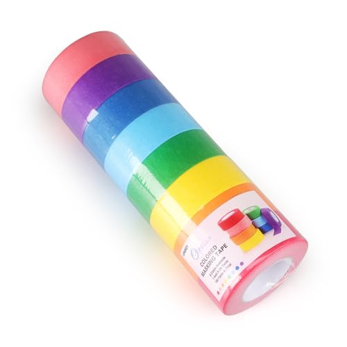 LONGKEY Colored Masking Tape Painters Tape 1 Inch X 20 Yards, 8 Rolls