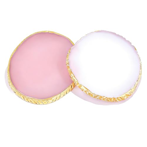 2 Pcs Resin Nail Art Palettes,Nail Polish Palette,Golden Edge Gel Nail Mixing Palette Nail Tray,Makeup Display Board,Nail Design Tools(White and Pink) - color: Pink,white