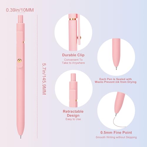 Ddaowanx Colored Gel Pens Set,0.5mm Retractable Quick Dry Colorful Ink Pens - color: 6Pcs-Aesthetic Colors, size: 1 Count (Pack of 6)