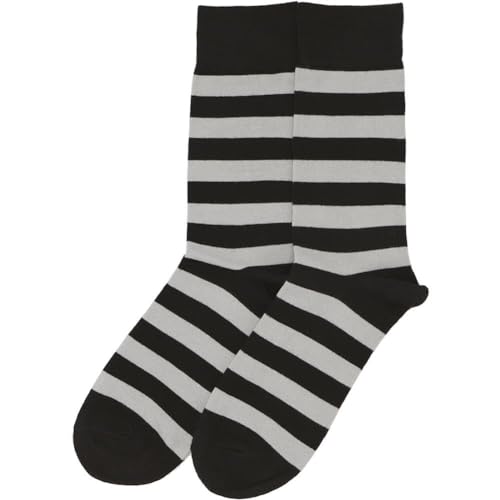 tiemart Men's Socks, Fits Men's Shoe Sizes 8-12 - color: Black and Silver Striped