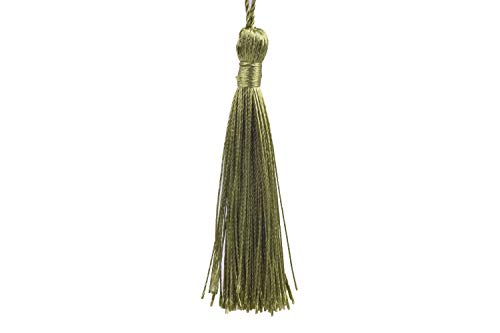 KONMAY 20pcs Silky Handmade Tiny(3.5'') Soft Craft Mini Tassels with Loops for Bookmarks Jewelry Making, Decoration DIY Projects (Army Green) - color: Army Green