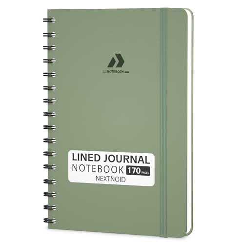 Nextnoid Lined Spiral Notebook Journal For Women & Men - A5(5.8" x 8.3") 170 Pages, Hardcover Notebooks for Work & Note Taking, College Ruled Journals for Writing - Green - color: b-Green