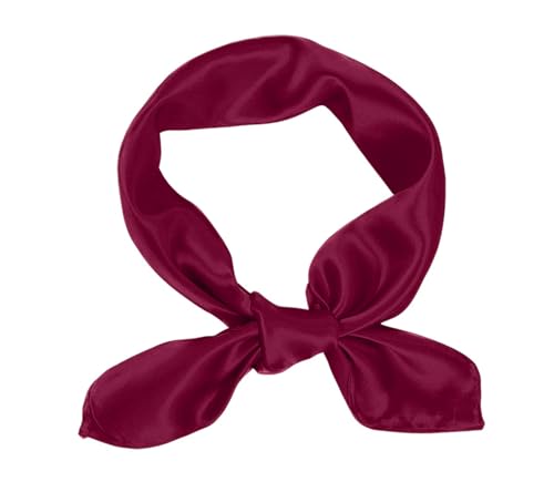 1 Piece of Square Satin Scarf Wrap Ribbon Neck Scarfs Halloween Retro Costume (23.62" x 23.62") - color: Wine Red