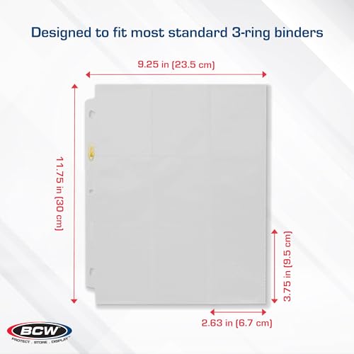 BCW Double-Sided 9-Pocket Pages Holder - 50 White Pages | Trading Card Binder Sheets | Secure Side Loading | Ideal Card Storage and Display Solution - color: White