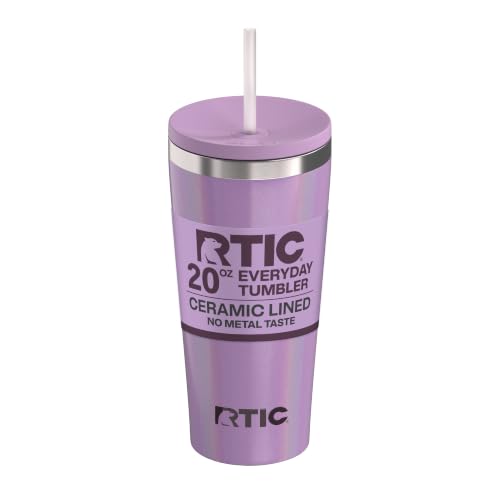 RTIC 20oz Everyday Tumbler, Insulated, Ceramic Lined, Lavender Glitter - color: Lavender Glitter, size: 20 Ounces