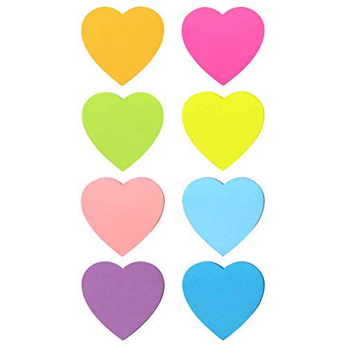 SIMONA Heart Shape Sticky Notes 3x3 in 8 Color Bright Colorful Sticky Pad - color: Bright Color 8 Pads