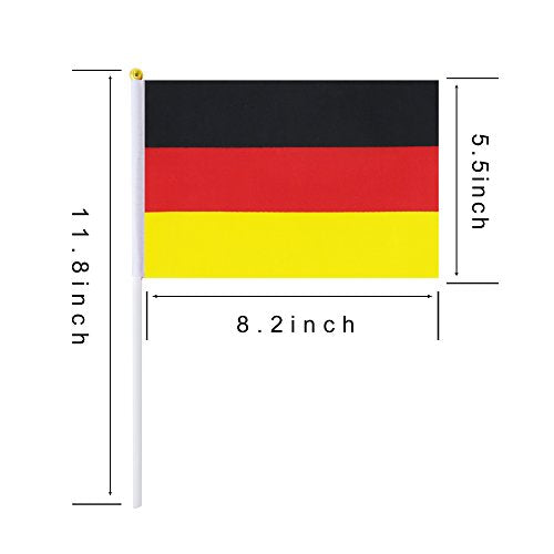 25 Pack Hand Held Small Mini Germany German Stick Flag Round Top National Country Flags,Party Decorations Supplies For Parades,World Cup,Festival Events,International Festival - color: Germany