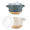 AmorArc 24 oz Soup Bowls with Lids, Ceramic Soup Containers with Handle - color: Beige&Gray, size: Set of 2