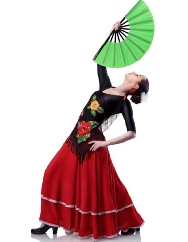 2 Pack Large Folding Hand Fan for Men/Women, Vintage Retro Fabric Fans, Chinese Kung Fu Tai Chi Hand Fan for Festival, Dance, Gift, Performance, Decorations (Green) - color: 2 Green