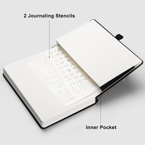 RETTACY Dotted Journal Notebook, 320 Numbered Pages, A5 (5.7'' × 8.3'') - color: Black
