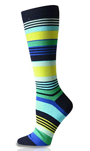 Men's Mid-calf Dress Socks in Comfortable Strechy Colorful Printed Premium Cotton, 3 Pairs Packed - color: Colorful Stripes