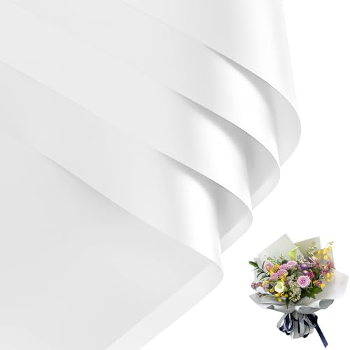 CCIJESW 20 Sheets Flower Bouquet Wrapping Paper Korean Floral Pure White - color: 001-Slightly Transparent White