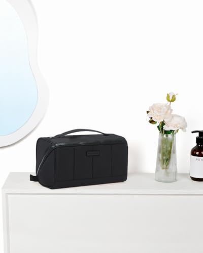 NISHEL Travel Makeup Bag for women, Organizer Pouch Cosmetic Case - color: Black