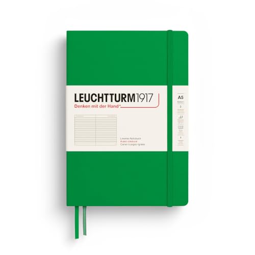 LEUCHTTURM1917 - Notebook Hardcover Medium A5-251 Numbered Pages for Writing and Journaling - Thinking Ahead (Ruled Paper, Spring Leaf) - color: Spring Leaf, style: Ruled