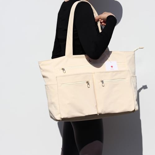 Weekender Bag Carry On Bag Overnight Tote Travel Duffle with 13 Pockets for Travel,Work，Gym,Beach,Teacher,Nurse - color: Beige
