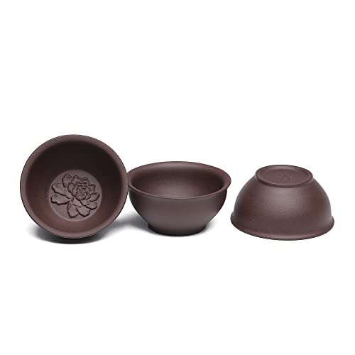 3 PCS Yixing Clay Kung Fu Teacup 2.2 Oz, Zisha Small Gongfu Tea Cups - color: Purple