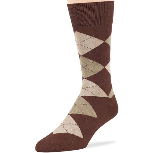 7BIGSTARS Men Cotton Patterned Crew Dress Socks 4-6 Pack, L 9-12 - color: 06a - Argyle, Brown-beige/Tan (Ar05)