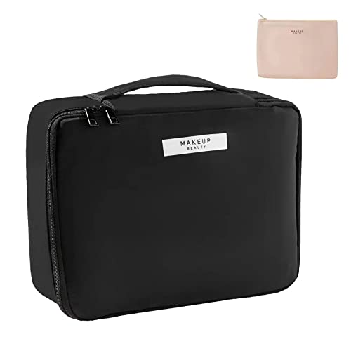 Queboom Travel Makeup Bag Cosmetic Bag Toiletry Bag for Women & Men, Black - color: Black-1pcs