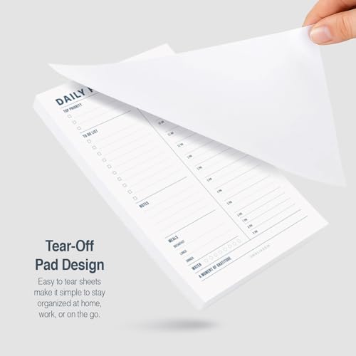 Daily Planner Notepad, 5.5 x 8.5" Tear-Off Pad – 70 Undated Sheets Focus-Enhancing Desktop Organizer with Hourly Schedule, To-Do List for Work, School (White, Minimalist, 1 Pack) - size: Minimalist, 1 Pack