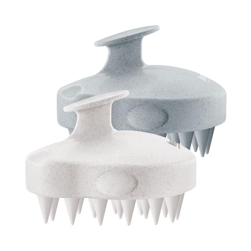 HEETA 2-Pack Large Scalp Massager Scrubber Shampoo Brush for Hair Growth - color: New Grey & Beige
