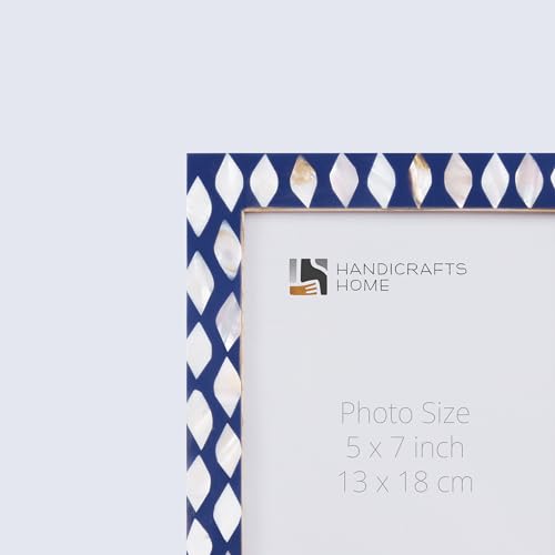 Handicrafts Home Handmade Decorative Mother Of Pearl Blue Picture Frame,5x7 - color: AVANT-DROPS, size: 5X7