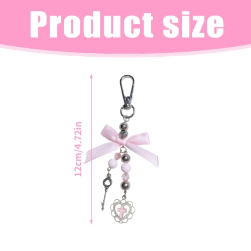 1 Gothic Keychain, Pink Pendant Bowknot Goth Keychain Gothic Style Themed Fashion Accessories for Daily Use Party Cosplay Accessories for Women
