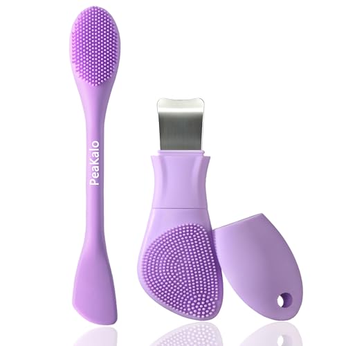 Silicone Face Scrubber Black Head Remover for Face- Appliances for Removing Make-up for Deep Cleansing Blackhead Remover Tools Face Spatula Makeup Removal Washing Brushes Pore Cleaner (Purple) - color: Purple