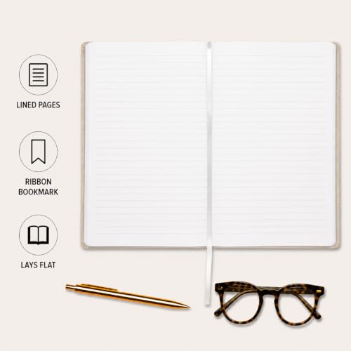 WORLD TRAVELER Large Lined Journal Notebook 256 Ruled White & Ivory Pages - color: Linen Floral