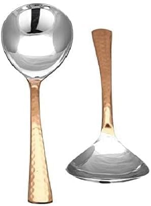 Copper Serving Spoon with Hammer Handle, Table Spoon for Kitchen, Dinnerware, Serve ware (set of 2)