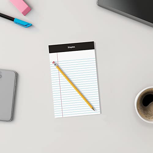 Staples Notepads, 5x8 Inch, Narrow Ruled, White, 12-Pack - style: White