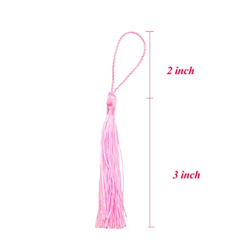 100Pcs 5 Inch Silky Bookmark Tassels for Jewelry, Souvenir(Pink) - color: Pink
