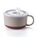 Jumbo Ceramic Soup Bowl with Lid, Microwave Safe - Grey - color: Gray, size: Set of 1