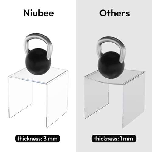 NIUBEE Acrylic Risers Display Stand 2 Set, Clear Display Risers Shelf,3x4x5 - size: (3,4,5)" x2Set