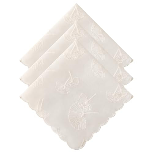 Handkerchiefs for Women Soft Cotton,Dainty Embroidered Womens Handkerchiefs - color: Cream