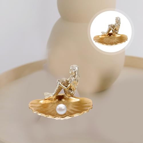 SHERCHPRY Mermaid Tray Mermaid Jewelry Plate Dessert Plate Necklace Display Holder Jewelry Display Plate Shell Trinket Dish Soap Dish Necklace Display Stand Jewelry Dish Ring Container