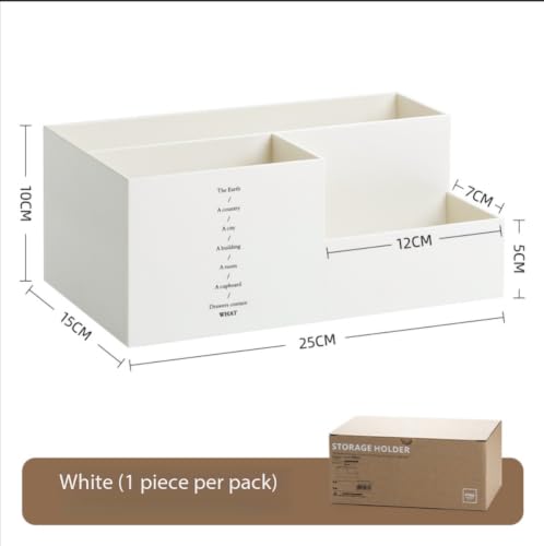 Jekelife Desktop Storage Organizer,3 Compartment Multi-Grid Desk Container,Open Wide Opening Hard Thickened Pen Holder for Office Stationery,Home Small Item, School Supplies Organization White - color: White, size: A