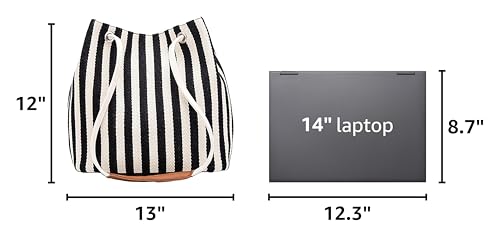Bydenwely Women's Canvas Summer Tote Bag, Striped Hobo Purse Small/Medium - color: Black2, size: Medium