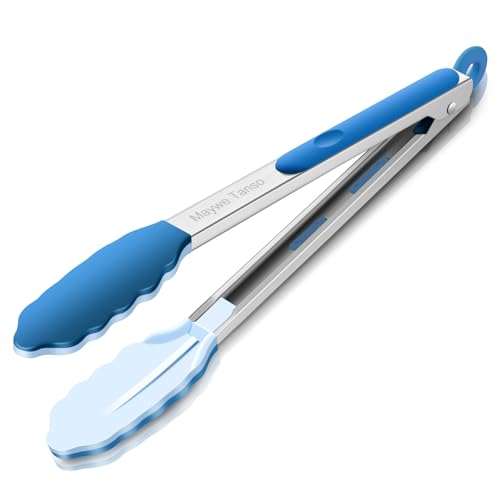 12-Inch Kitchen Tongs for Cooking with Silicone Tip,Classic Blue - color: 12"-Classic Blue