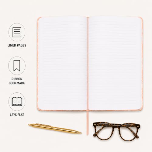 WORLD TRAVELER Large Lined Journal Notebook 256 Ruled White & Ivory Pages - color: Apricot Floral
