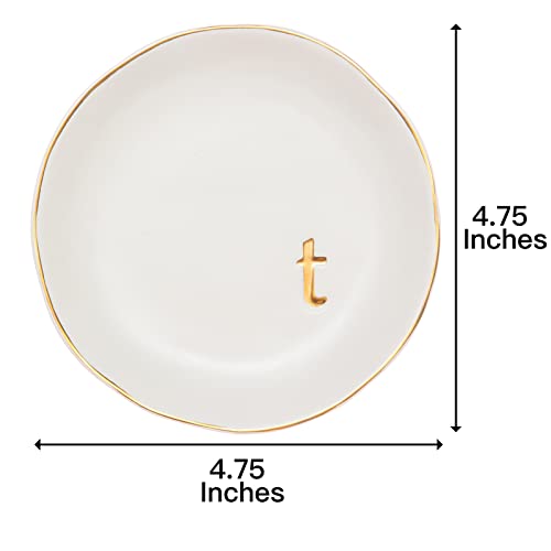 COLLECTIVE HOME Ceramic Jewelry Tray, Trinket Dish, Gifts for Women (T) - color: T