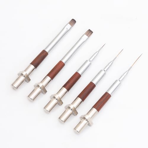 Nail Art Brushes, Metalic Nail Art Liner Brush with 4Pcs Brush Heads - color: Metal