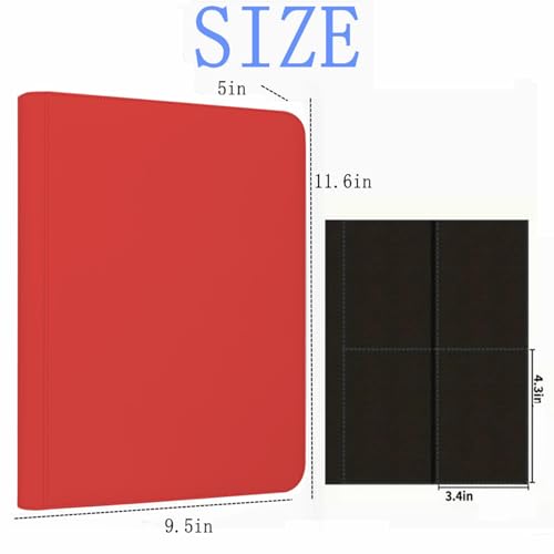 Toploader Binder,4-Pocket Double Sided Top Loaders Binder,Holds 128 Cards in 3"x4" Toploaders,PU Leather Card Binder Abulm for Toploader Trading,Sports,and Gaming Cards (Red) - color: Red