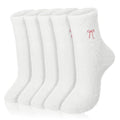 Geyoga 5 Pairs Fuzzy Bow Socks for Women Fluffy Slipper Gift - color: White