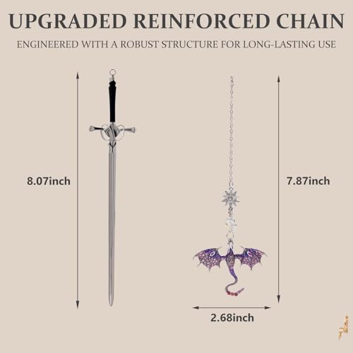 Fourth Wing Dragon Sword Cute Bookmark Book Mark for Reading Women Gifts - color: Silver Purple