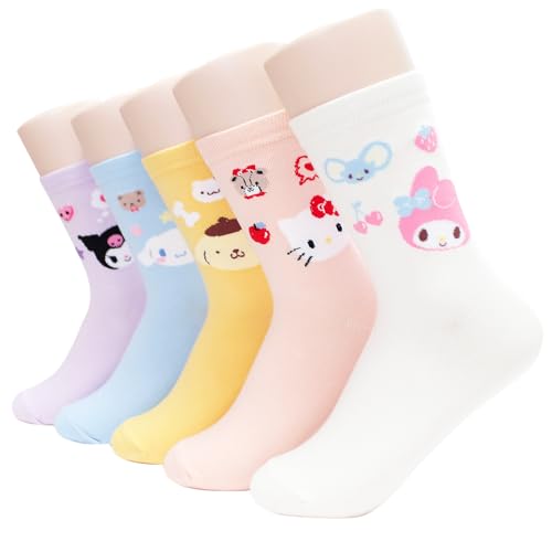 Kikiyasocks Socksense Hello K Character Series Women's Original Crew Socks (Mobile_5pairs)