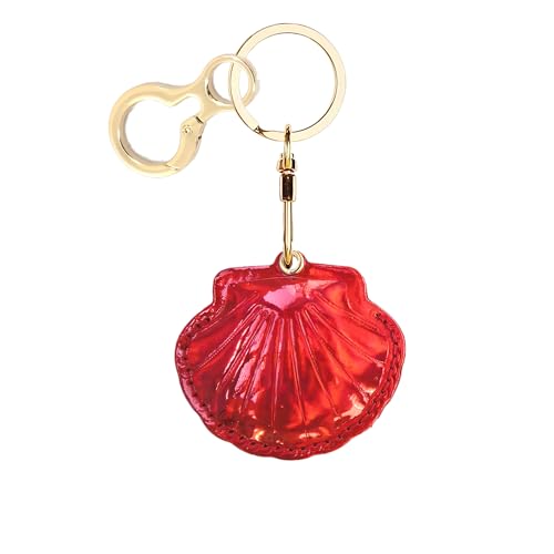 Leather Keychain holder Protective Case Compatible with Apple AirTag - color: Red