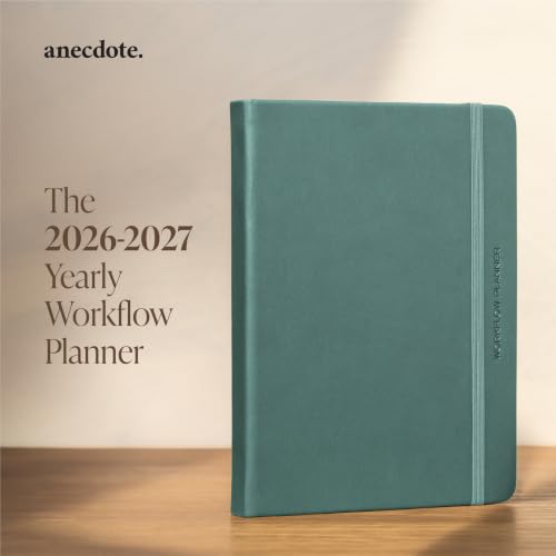 Anecdote Planner w/ 2026-2027 Calendar Yearly Planner Vegan Leather Cover - color: Dutch Blue