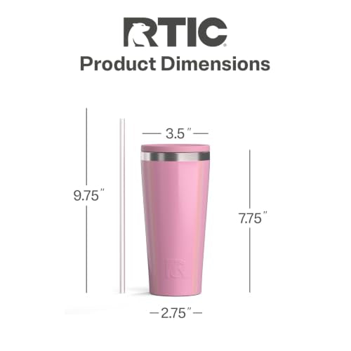 RTIC 20oz Everyday Tumbler, Insulated, Ceramic Lined, Dusty Rose Glitter - color: Dusty Rose Glitter, size: 20 Ounces