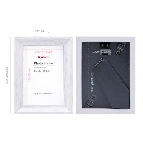 Mini Picture Frames 2.5x3.5 Inch (6-Pack) - Small Photo Frames, for Wall, Table, Home, Office Decoration, Durable Compact Polaroid Frame Set for Family, White Woodgrain - color: White