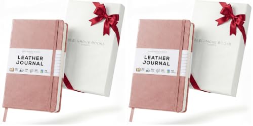 BEECHMORE BOOKS Premium Lined Leather Journal for Men & Women, 5" x 8" (A5) Thick 120gsm Ivory Cream Paper Notebook, Hardcover Vegan Leather Personal Diary, With Gift Box (Rose Wood) (Pack of 2) - color: Rose Wood, size: A5 - 5.8" x 8.3" Medium (Pack of 2